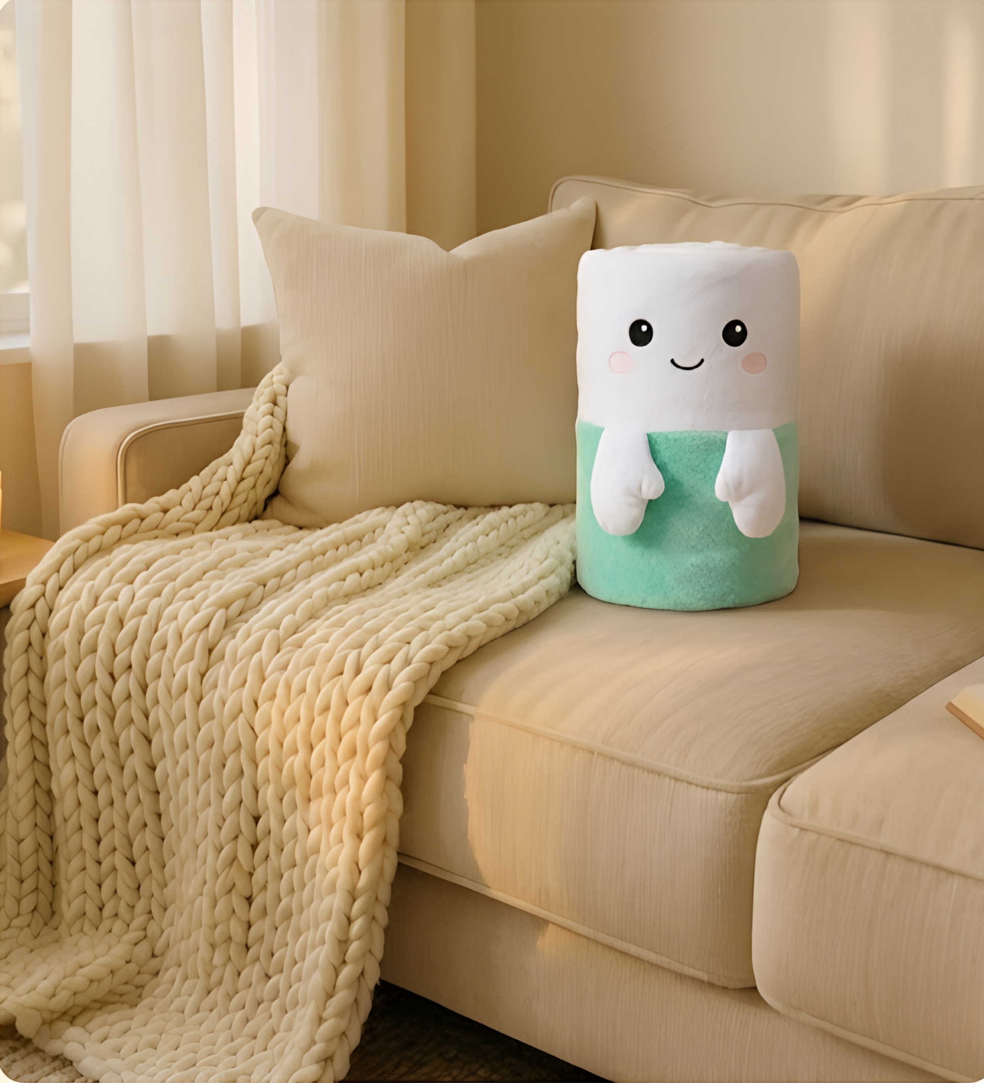 Snugo plushie on couch